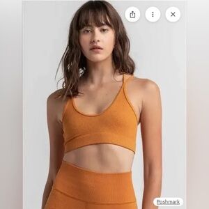 FP Movement by Free People Vibrant Orange Ribbed Crop Top